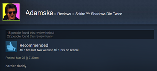 Illustration for article titled Sekiro: Shadows Die Twice, As Told By Steam Reviews